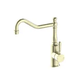 YORK AGED BRASS KITCHEN MIXER HOOK SPOUT WITH METAL LEVER