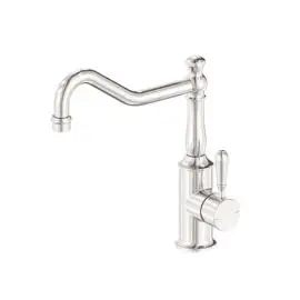 YORK BRUSHED NICKEL KITCHEN MIXER HOOK SPOUT WITH METAL LEVER