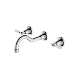 YORK CHROME WALL BASIN SET WITH WHITE PORCELAIN LEVER