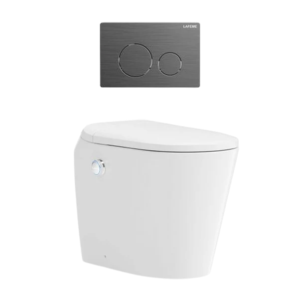 LAFEME AUTOLUX INWALL CISTERN FLOOR PAN SMART TOLET 592*400*492MM WITH GUN METAL FLUSH PLATE 