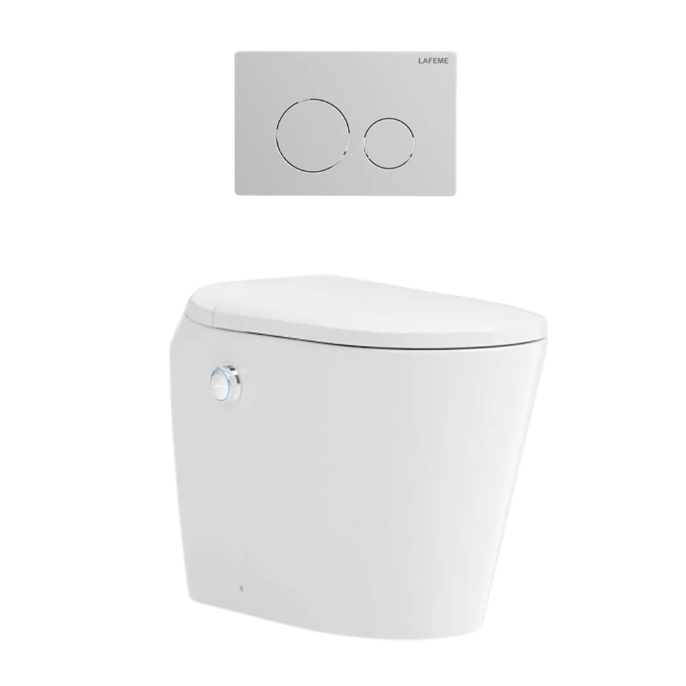 LAFEME AUTOLUX INWALL CISTERN FLOOR PAN SMART TOLET 592*400*492MM WITH BRUSHED NICKEL FLUSH PLATE 