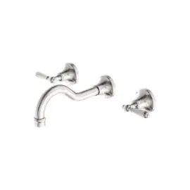 YORK BRUSHED NICKEL WALL BASIN SET WITH METAL LEVER