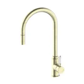 YORK AGED BRASS PULL OUT SINK MIXER WITH VEGIE SPRAY FUNCTION WITH WHITE PORCELAIN LEVER