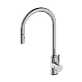 YORK CHROME PULL OUT SINK MIXER WITH VEGIE SPRAY FUNCTION WITH METAL LEVER