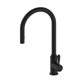 YORK MATTE BLACK PULL OUT SINK MIXER WITH VEGIE SPRAY FUNCTION WITH METAL LEVER