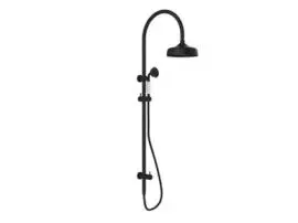 YORK MATTE BLACK TWIN SHOWER WITH WHITE PORCELAIN HAND SHOWER