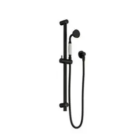 YORK MATTE BLACK SHOWER RAIL WITH WHITE PORCELAIN HAND SHOWER