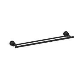 YORK MATTE BLACK DOUBLE TOWEL RAIL 600MM