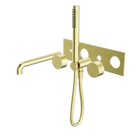 KARA PROGRESSIVE SHOWER SYSTEM WITH SPOUT 250MM TRIM KITS ONLY BRUSHED GOLD 