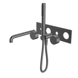KARA PROGRESSIVE SHOWER SYSTEM WITH SPOUT 250MM TRIM KITS ONLY GUN METAL 