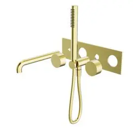 KARA PROGRESSIVE SHOWER SYSTEM WITH SPOUT 230MM TRIM KITS ONLY BRUSHED GOLD 