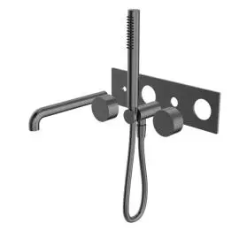 KARA PROGRESSIVE SHOWER SYSTEM WITH SPOUT 230MM TRIM KITS ONLY GUN METAL 