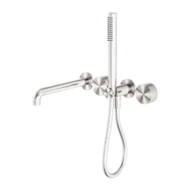 KARA PROGRESSIVE SHOWER SYSTEM SEPARATE PLATE WITH SPOUT 230MM BRUSHED NICKEL 