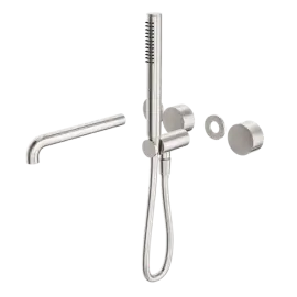 KARA PROGRESSIVE SHOWER SYSTEM SEPARATE PLATE WITH SPOUT 230MM TRIM KITS ONLY BRUSHED NICKEL 