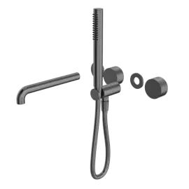 KARA PROGRESSIVE SHOWER SYSTEM SEPARATE PLATE WITH SPOUT 230MM TRIM KITS ONLY GUN METAL 