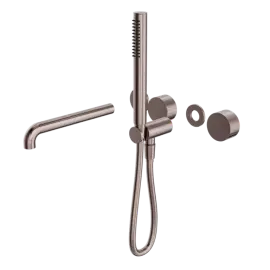 KARA PROGRESSIVE SHOWER SYSTEM SEPARATE PLATE WITH SPOUT 230MM TRIM KITS ONLY BRUSHED BRONZE 