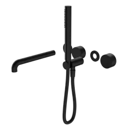 KARA PROGRESSIVE SHOWER SYSTEM SEPARATE PLATE WITH SPOUT 250MM TRIM KITS ONLY MATTE BLACK 