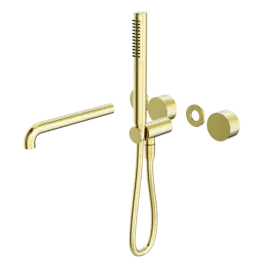KARA PROGRESSIVE SHOWER SYSTEM SEPARATE PLATE WITH SPOUT 250MM TRIM KITS ONLY BRUSHED GOLD 