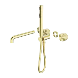 OPAL PROGRESSIVE SHOWER SYSTEM SEPARATE PLATE WITH SPOUT 250MM TRIM KITS ONLY BRUSHED GOLD 