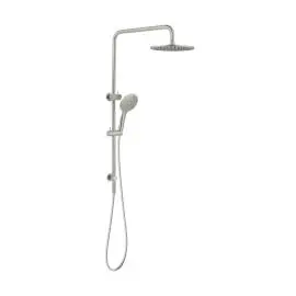 TWIN BRUSHED NICKEL SHOWERS ROUND
