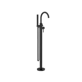 MECCA MATTE BLACK ROUND FREESTANDING MIXER WITH HAND SHOWER