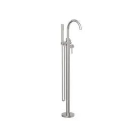 MECCA BRUSHED NICKEL ROUND FREESTANDING MIXER WITH HAND SHOWER