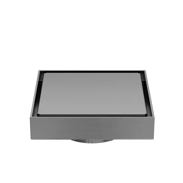 100mm Square Tile Insert Floor Waste 80mm Outlet Gun Metal