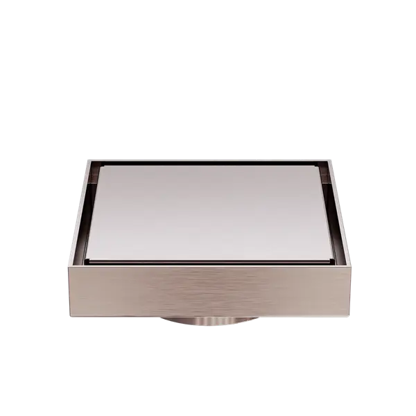 100mm Square Tile Insert Floor Waste 80mm Outlet Brushed Bronze