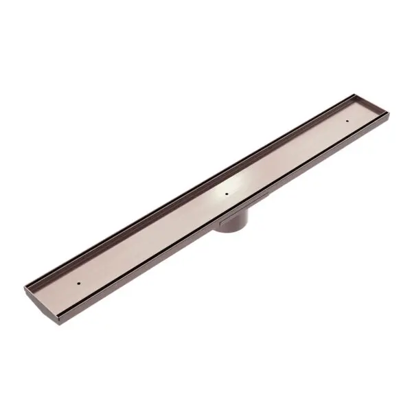 Nero Tile Insert V Channel Floor Grate With Hole Saw - 89mm Outlet - Brushed Bronze