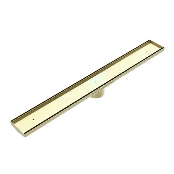 Nero Tile Insert V Channel Floor Grate With Hole Saw - 89mm Outlet - Brushed Gold