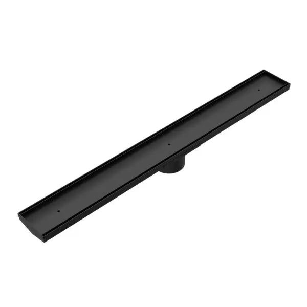Nero Tile Insert V Channel Floor Grate With Hole Saw - 89mm Outlet - Matte Black