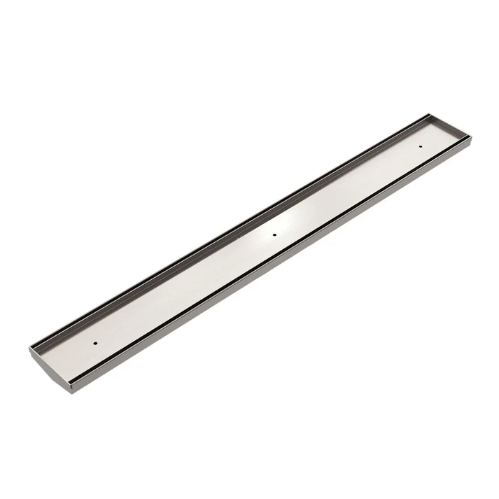 Nero Tile Insert V Channel Floor Grate 80mm/89mm Without Outlet & Hole Saw - Brushed Nickel