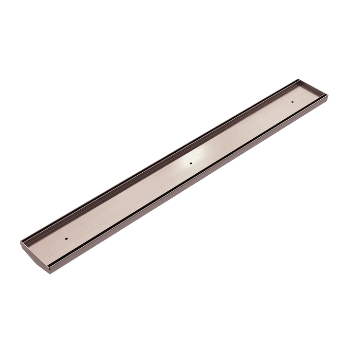 Nero Tile Insert V Channel Floor Grate 80mm/89mm Without Outlet & Hole Saw - Brushed Bronze