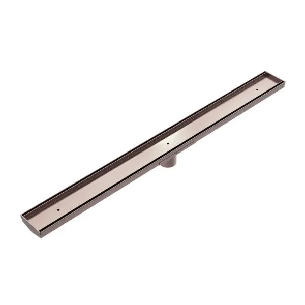 Nero Tile Insert V Channel Floor Grate With Hole Saw - 50mm Outlet - Brushed Bronze