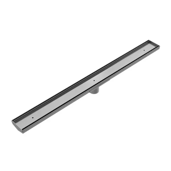 Nero Tile Insert V Channel Floor Grate With Hole Saw - 50mm Outlet - Gunmetal