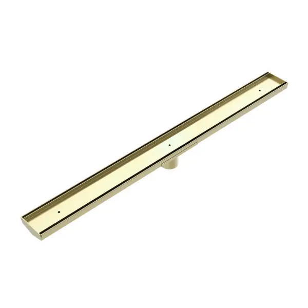 Nero Tile Insert V Channel Floor Grate With Hole Saw - 50mm Outlet - Brushed Gold