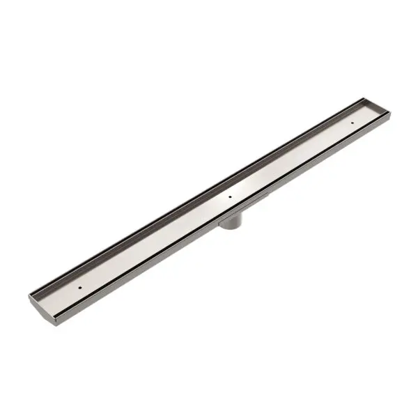 Nero Tile Insert V Channel Floor Grate With Hole Saw - 50mm Outlet - Brushed Nickel
