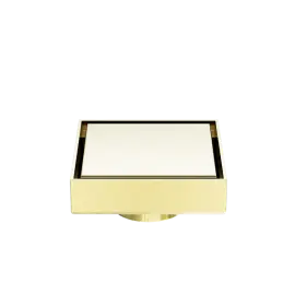 100MM SQUARE TILE INSERT FLOOR WASTE 50MM OUTLET BRUSHED GOLD 