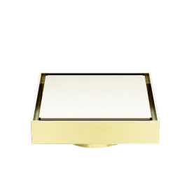 130MM SQUARE TILE INSERT FLOOR WASTE 80MM OUTLET BRUSHED GOLD 