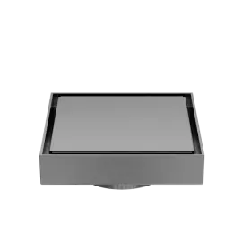 130MM SQUARE TILE INSERT FLOOR WASTE 80MM OUTLET GUN METAL 
