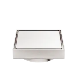 130MM SQUARE TILE INSERT FLOOR WASTE 100MM OUTLET BRUSHED NICKEL 