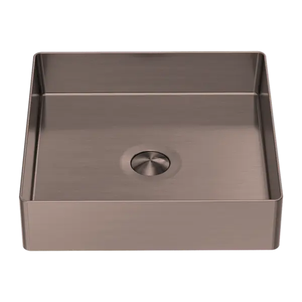 Opal Square Stainless-Steel Basin - 400mm Brushed Bronze