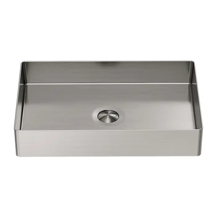 Nero Rectangle Stainless Steel Basin - 550mm (L) x 352mm (W) x 100mm (H) - Brushed Nickel