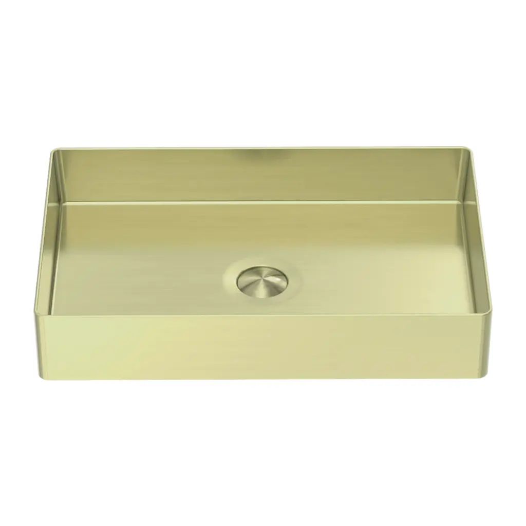 Nero Rectangle Stainless Steel Basin - 550mm (L) x 352mm (W) x 100mm (H) - Brushed Gold