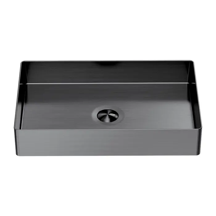Nero Rectangle Stainless Steel Basin - 550mm (L) x 352mm (W) x 100mm (H) - Brushed Graphite