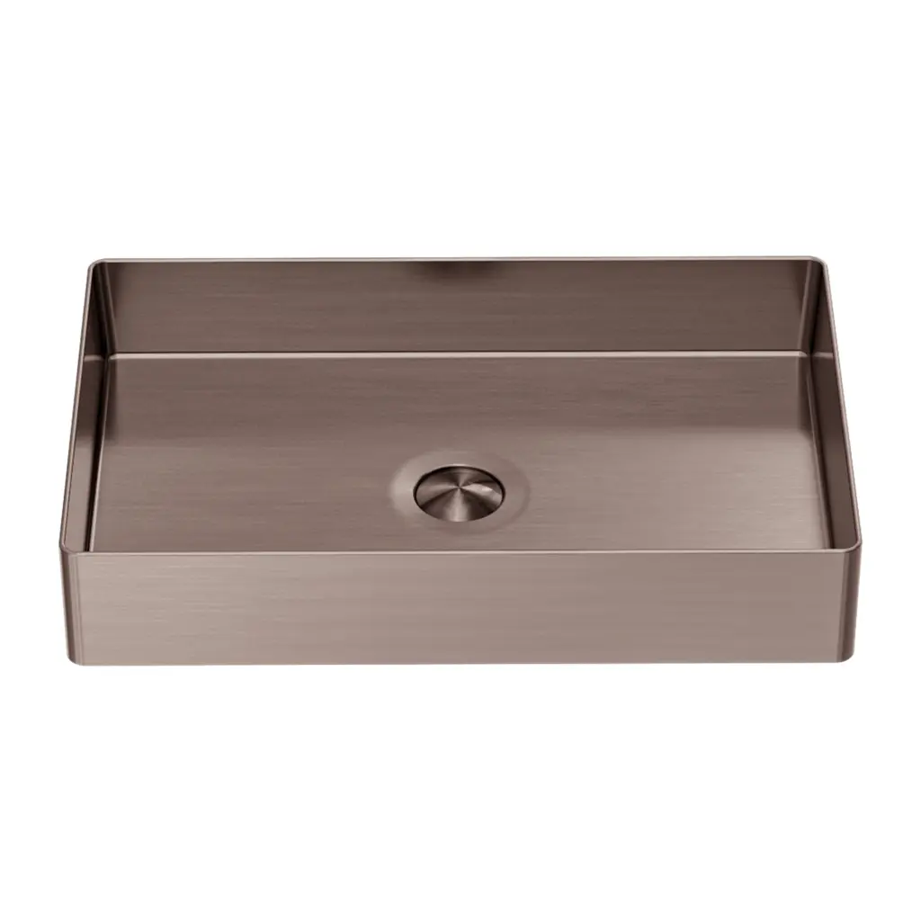 Nero Rectangle Stainless Steel Basin - 550mm (L) x 352mm (W) x 100mm (H) - Brushed Bronze