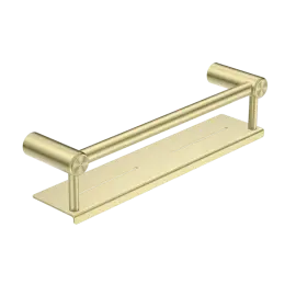 MECCA CARE BRUSHED GOLD 25MM GRAB RAIL WITH SHELF 450MM