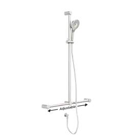 MECCA CAREBRUSHED NICKEL 32MM T BAR GRAB RAIL AND ADJUSTABLE SHOWER SET 1100X750MM