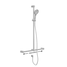 MECCA CARE GUN METAL 32MM T BAR GRAB RAIL AND ADJUSTABLE SHOWER SET 1100X750MM