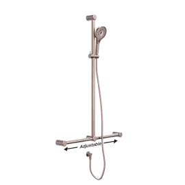 MECCA CARE BRUSHED BRONZE 32MM T BAR GRAB RAIL AND ADJUSTABLE SHOWER SET 1100X750MM